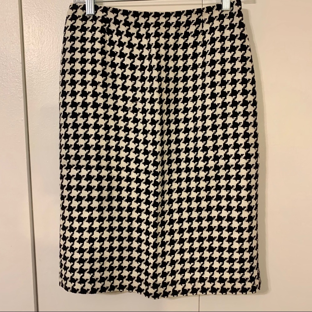 Black White Houndstooth Pencil Skirt Dana Buchman